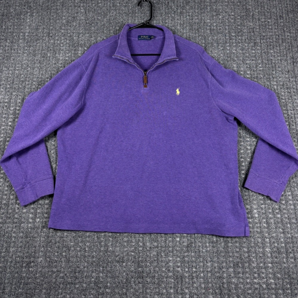 Polo Ralph Lauren Quarter Zip Pullover Sweater XL Purple Mens